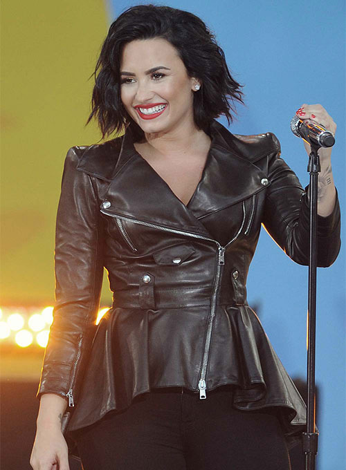 Demi Lovato Leather Jacket #2 - Click Image to Close