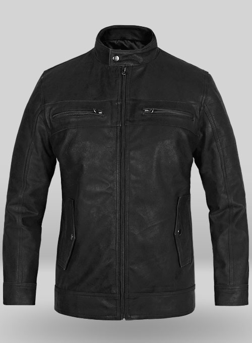 Distressed Black Leather Jacket # 616 : LeatherCult: Genuine Custom ...