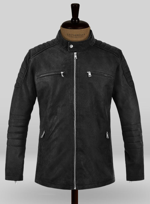 (image for) Distressed Black Scott Adkins Accident Man Leather Jacket - Click Image to Close