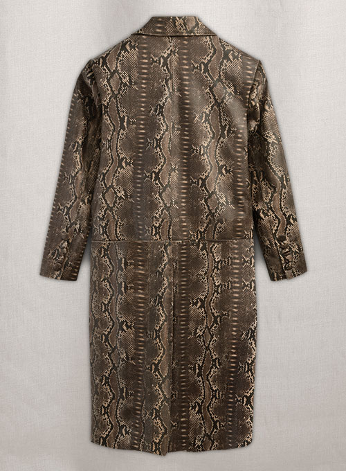 Dark Brown Python Chelsea Leather Long Coat