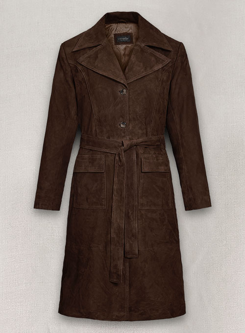 (image for) Dark Brown Suede Alpine Leather Long Coat