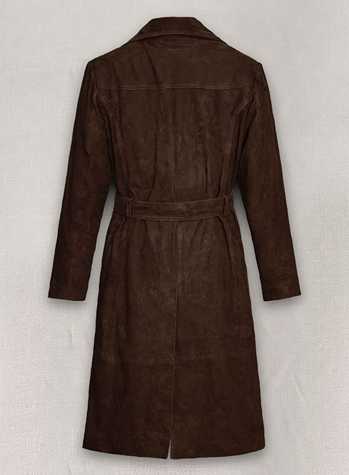(image for) Dark Brown Suede Alpine Leather Long Coat - Click Image to Close