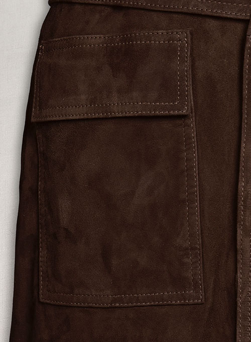 (image for) Dark Brown Suede Alpine Leather Long Coat - Click Image to Close