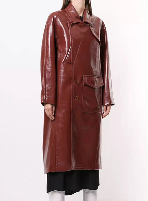 Elle Leather Long Coat - Click Image to Close