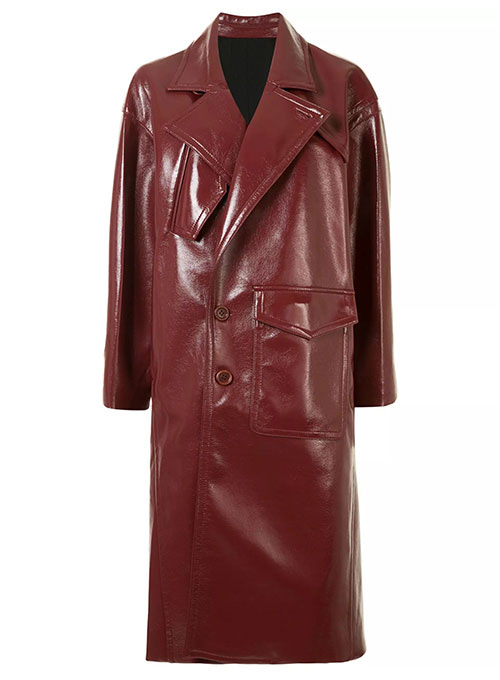 Elle Leather Long Coat - Click Image to Close