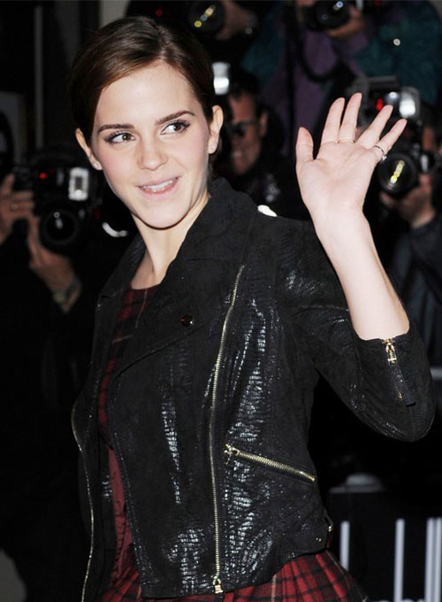 Emma Watson GQ Awards Leather Jacket - Click Image to Close