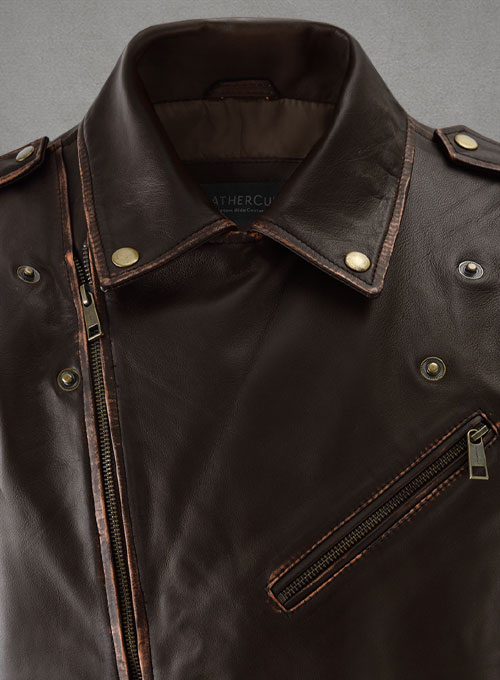 (image for) Enforcer Dark Brown Biker Leather Jacket - Click Image to Close