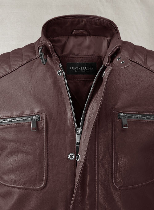 (image for) Firefly Moto Burgundy Biker Leather Jacket - Click Image to Close