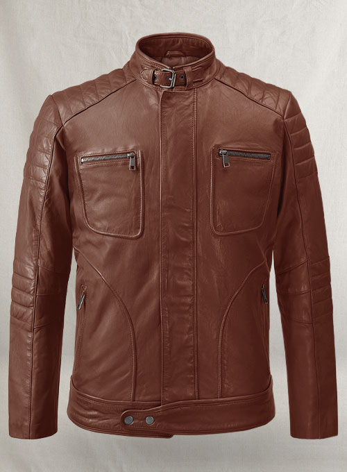 (image for) Firefly Moto Tan Biker Leather Jacket - Click Image to Close
