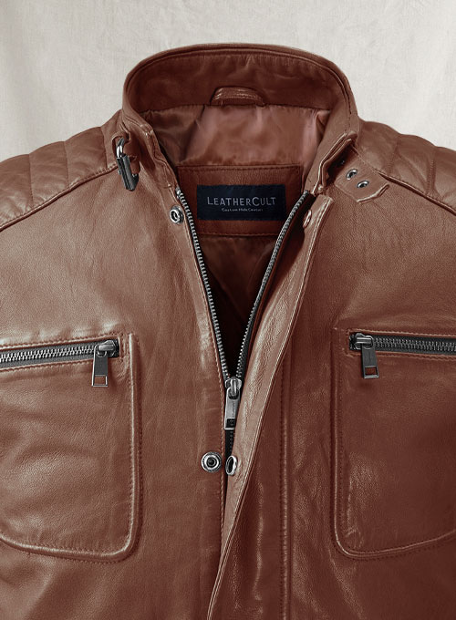 (image for) Firefly Moto Tan Biker Leather Jacket - Click Image to Close