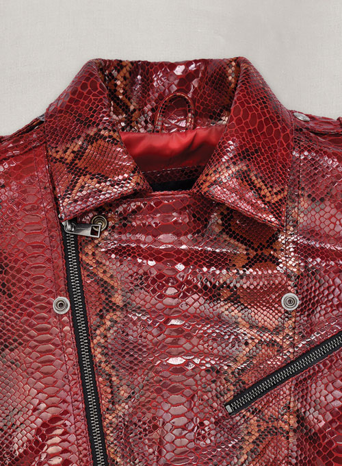 (image for) Gallant Bold Red Python Leather Jacket - Click Image to Close