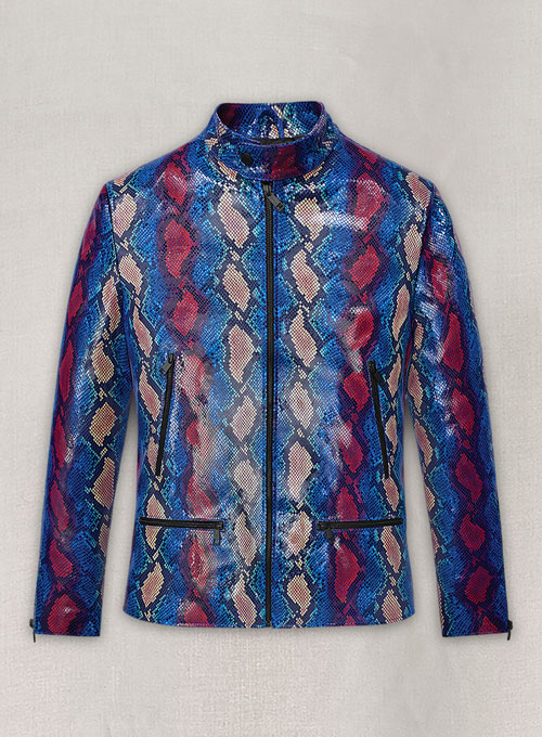 (image for) Glinting Bold Blue Python Leather Jacket