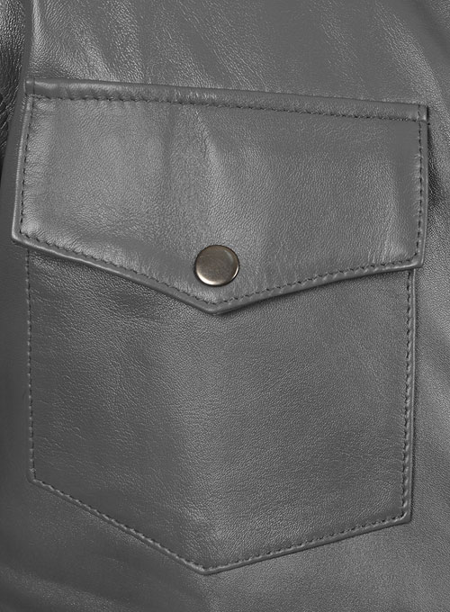 Gray Leather Shirt Jacket - #1S : LeatherCult: Genuine Custom Leather ...
