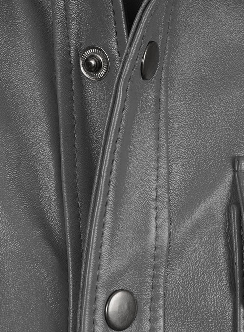 (image for) Gray Leather Shirt Jacket - #1S - Click Image to Close