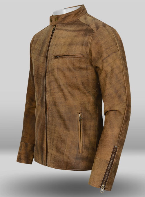 Abstract Brown Leather Cycle Jacket #3