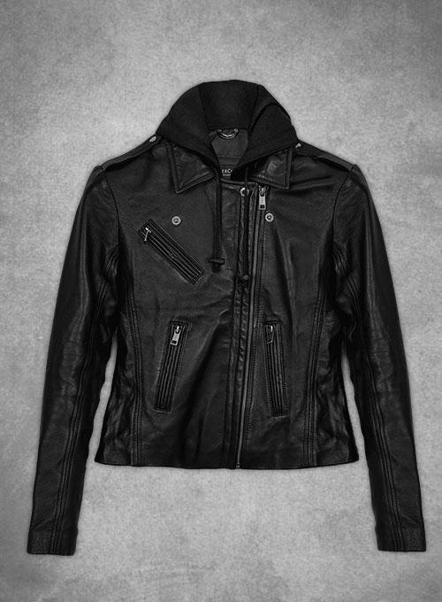 (image for) Hooded Flight Leather Jacket - Click Image to Close