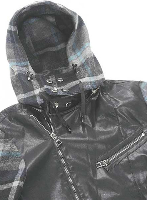 Hooded Tweed Leather Combo Jacket # 629 - Click Image to Close