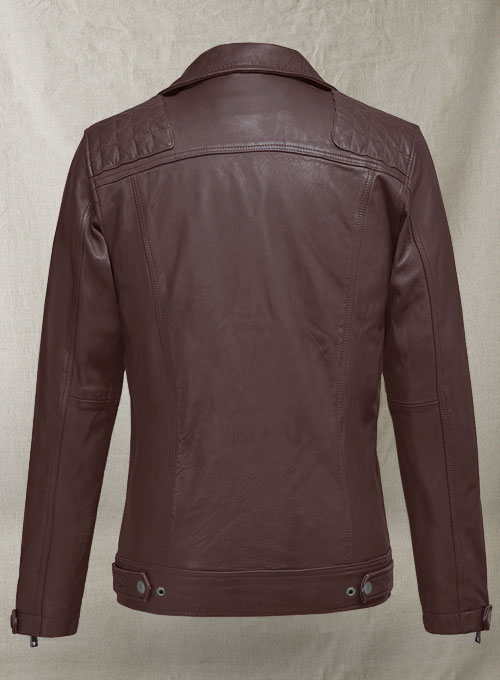 (image for) Ironwood Burgundy Biker Leather Jacket - Click Image to Close