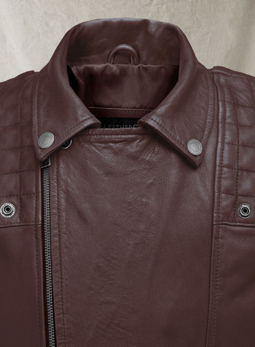 (image for) Ironwood Burgundy Biker Leather Jacket - Click Image to Close