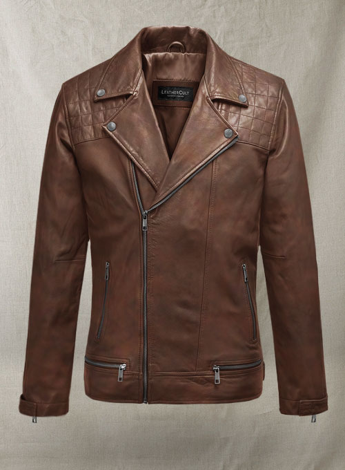 (image for) Ironwood Spanish Brown Biker Leather Jacket - Click Image to Close