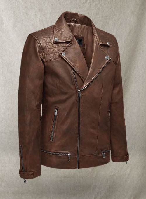 Ironwood Spanish Brown Biker Leather Jacket - Click Image to Close
