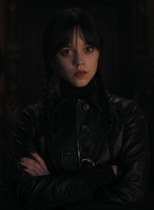 (image for) Jenna Ortega Wednesday Leather Jacket - Click Image to Close