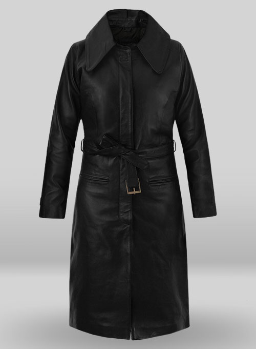 (image for) Katherine Waterston Fantastic Beasts Leather Long Coat - Click Image to Close