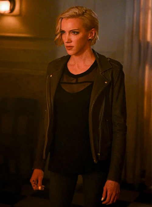 (image for) Katie Cassidy Arrow Leather Jacket - Click Image to Close