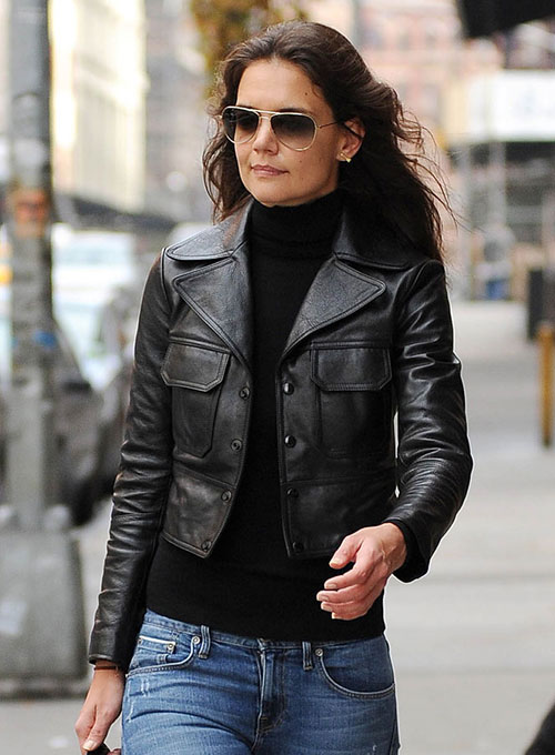 (image for) Katie Holmes Leather Jacket #2 - Click Image to Close