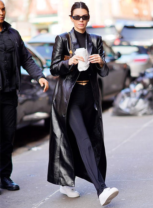 Kendall Jenner Leather Long Coat : LeatherCult: Genuine Custom Leather ...