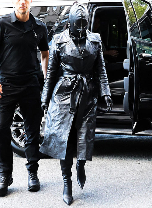 (image for) Kim Kardashian Leather Long Coat - Click Image to Close