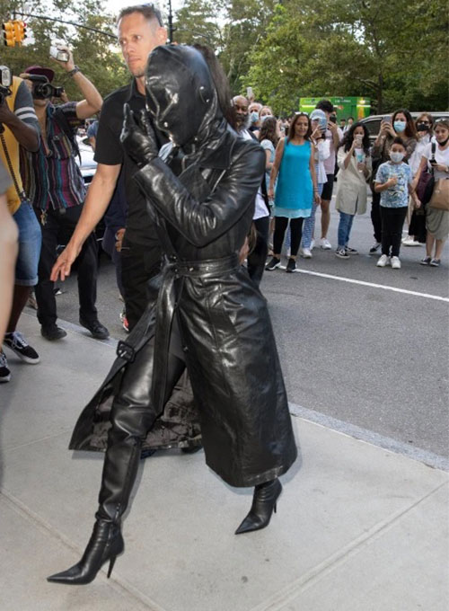 Kim Kardashian Leather Long Coat - Click Image to Close