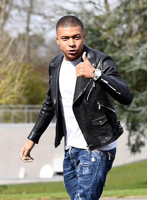 (image for) Kylian Mbappe Leather Jacket - Click Image to Close