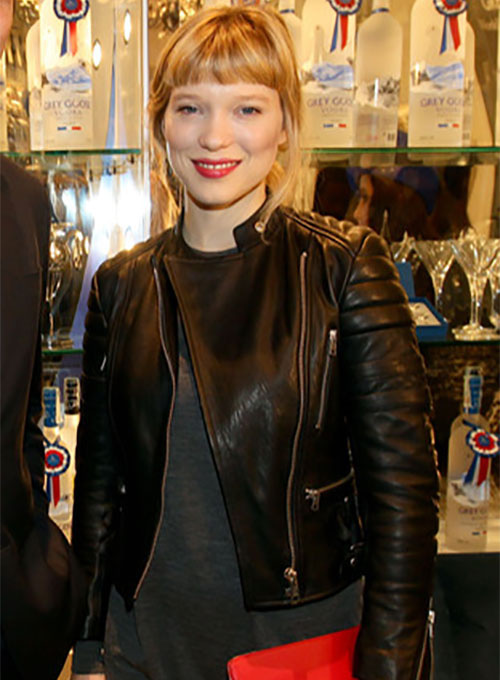 (image for) Lea Seydoux Leather Jacket - Click Image to Close