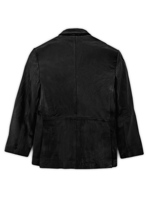 (image for) Black Leather Blazer - 44 Regular - Click Image to Close