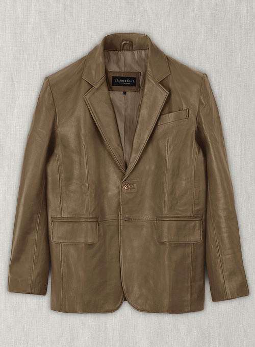 (image for) Italico Beige Leather Blazer - 46 Regular - Click Image to Close