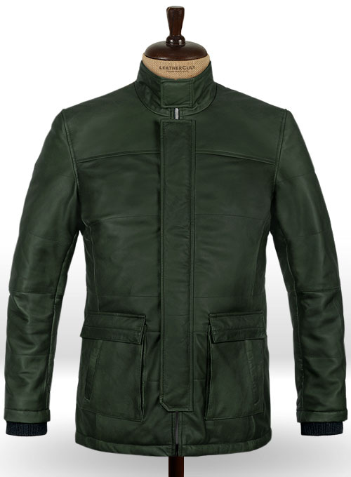 (image for) Soft Deep Olive Leather Jacket # 1000 - Click Image to Close