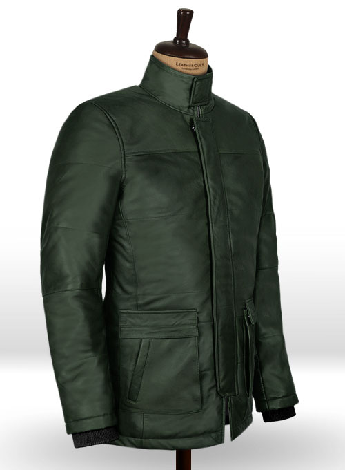 (image for) Soft Deep Olive Leather Jacket # 1000 - Click Image to Close