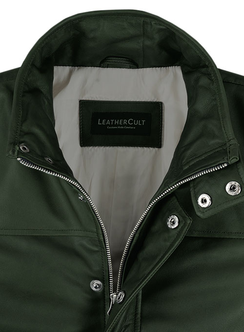 (image for) Soft Deep Olive Leather Jacket # 1000 - Click Image to Close