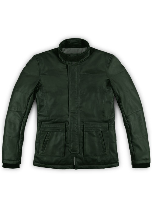 (image for) Soft Deep Olive Leather Jacket # 1000 - Click Image to Close