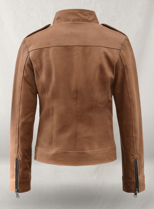 (image for) Light Vintage Tan Hide Jennifer Morrison Leather Jacket #2 - Click Image to Close