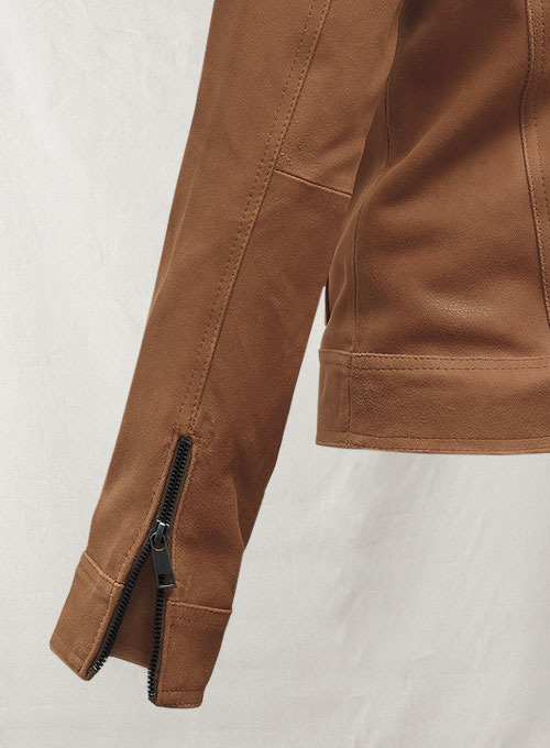 (image for) Light Vintage Tan Hide Jennifer Morrison Leather Jacket #2