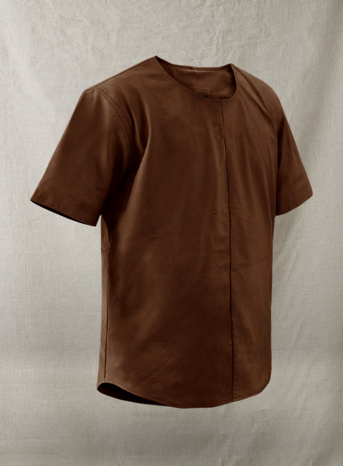 Light Weight Unlined Brown Leather T-shirt