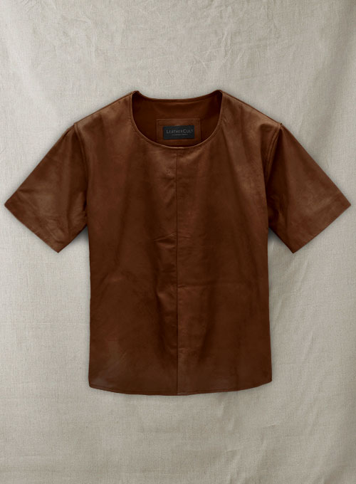 (image for) Light Weight Unlined Brown Leather T-shirt - Click Image to Close