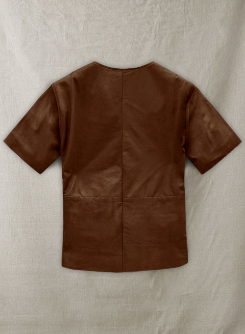 Light Weight Unlined Brown Leather T-shirt - Click Image to Close