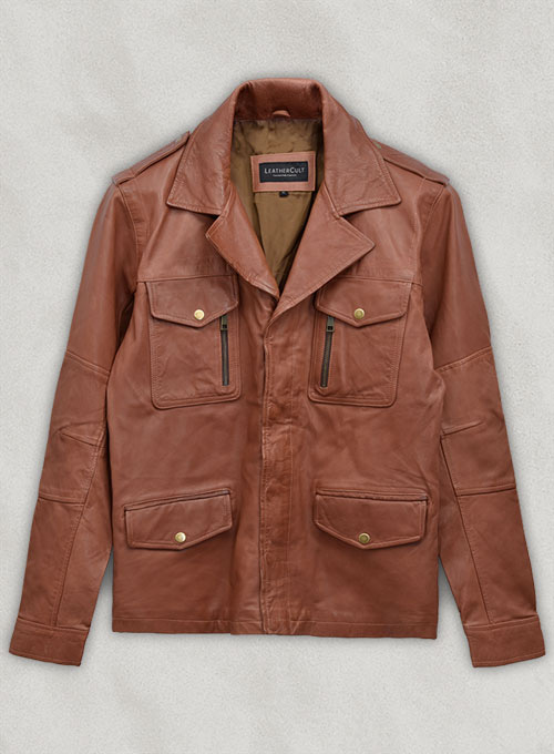 Log Cabin Brown Washed & Wax Leather Jacket # 621 - XL Regular