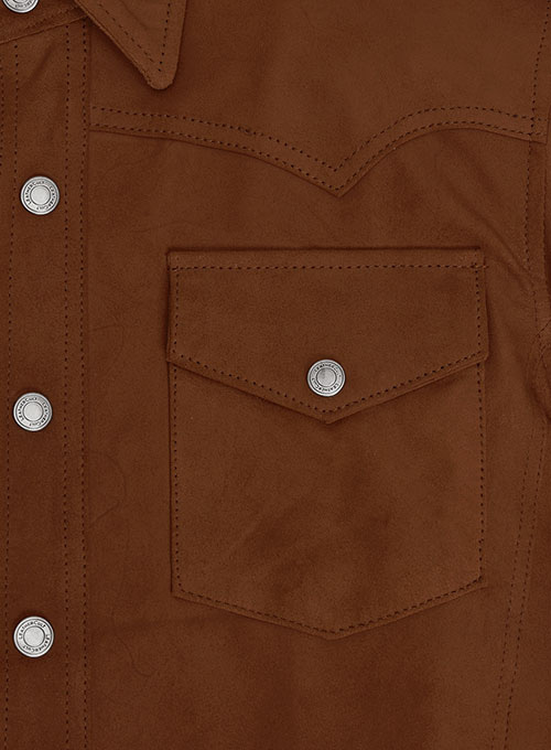 (image for) Light Weight Unlined Brown Leather Shirt - Click Image to Close