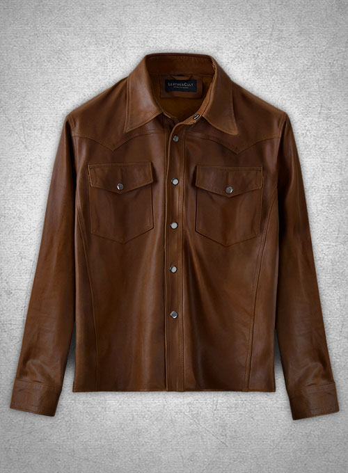 (image for) Light Weight Unlined Brown Leather Shirt - Click Image to Close