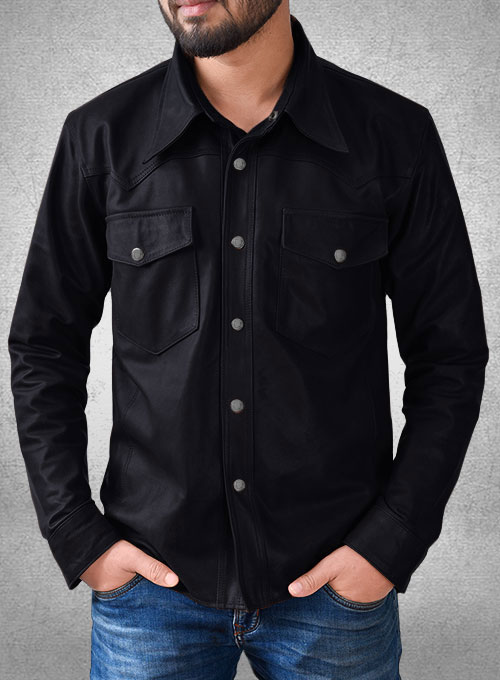 (image for) Light Weight Unlined Deep Blue Leather Shirt