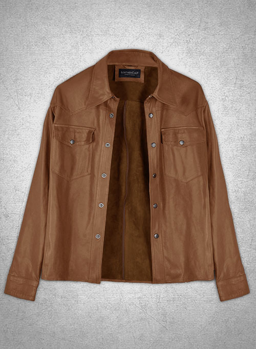 (image for) Light Weight Unlined Tan Leather Shirt - Click Image to Close